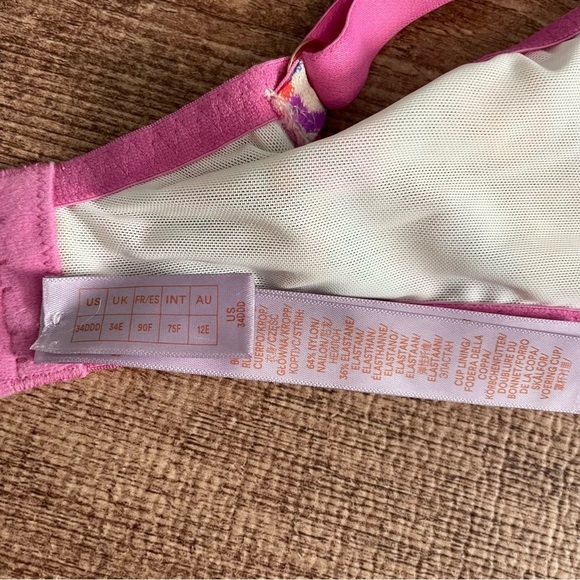 Savage X Fenty Tagged by Savage Unlined Lace Bra Love Print Size 34DDD - Picture 3 of 4